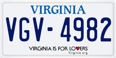 VA license plate VGV4982
