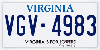 VA license plate VGV4983