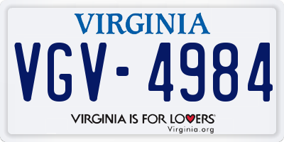 VA license plate VGV4984