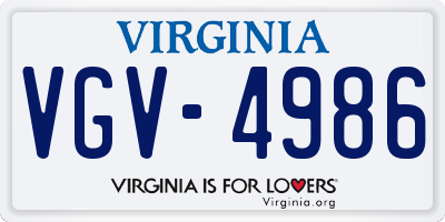 VA license plate VGV4986