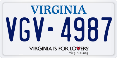 VA license plate VGV4987