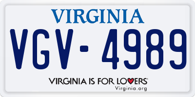 VA license plate VGV4989
