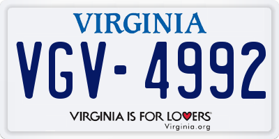 VA license plate VGV4992