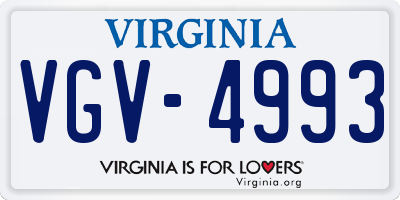 VA license plate VGV4993