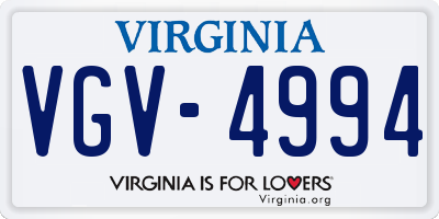 VA license plate VGV4994