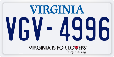 VA license plate VGV4996