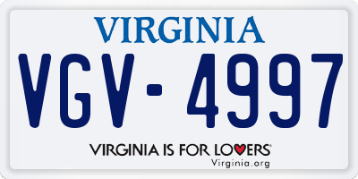 VA license plate VGV4997