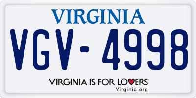 VA license plate VGV4998
