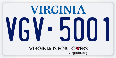 VA license plate VGV5001
