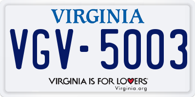 VA license plate VGV5003