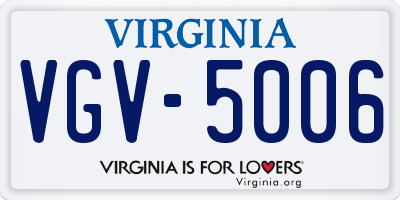 VA license plate VGV5006
