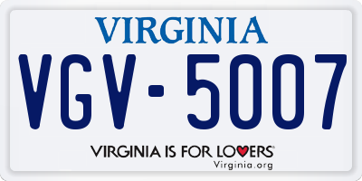 VA license plate VGV5007