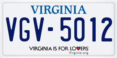 VA license plate VGV5012