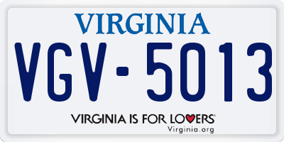 VA license plate VGV5013