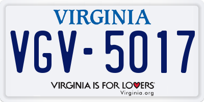 VA license plate VGV5017