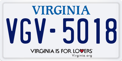VA license plate VGV5018