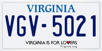 VA license plate VGV5021