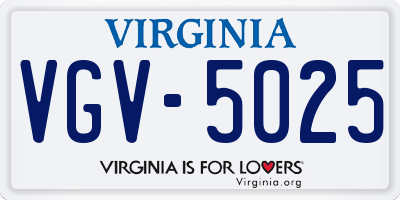 VA license plate VGV5025