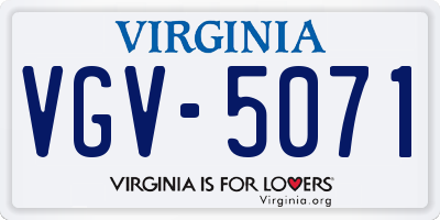 VA license plate VGV5071