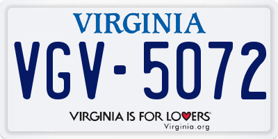 VA license plate VGV5072