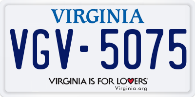 VA license plate VGV5075