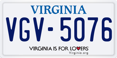 VA license plate VGV5076