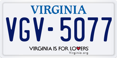 VA license plate VGV5077
