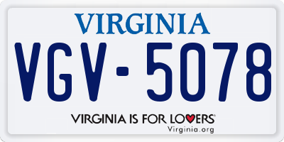 VA license plate VGV5078