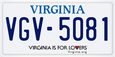 VA license plate VGV5081