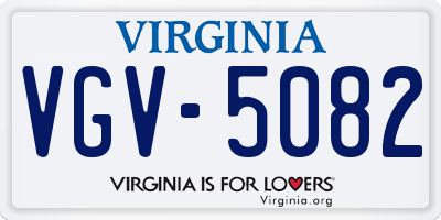 VA license plate VGV5082
