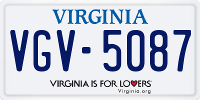 VA license plate VGV5087