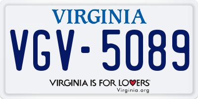 VA license plate VGV5089