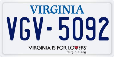 VA license plate VGV5092