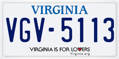 VA license plate VGV5113