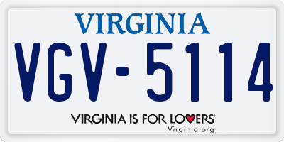 VA license plate VGV5114