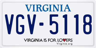 VA license plate VGV5118