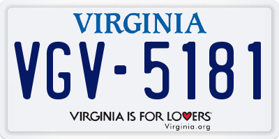 VA license plate VGV5181
