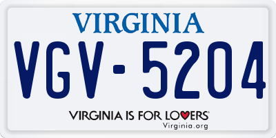 VA license plate VGV5204