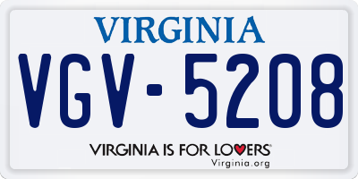 VA license plate VGV5208