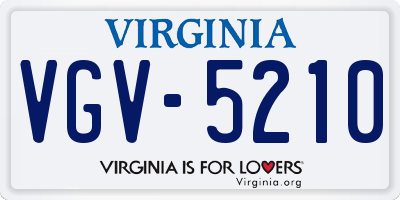 VA license plate VGV5210