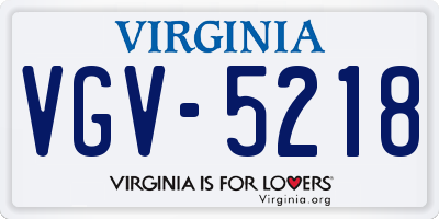 VA license plate VGV5218