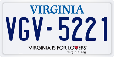 VA license plate VGV5221