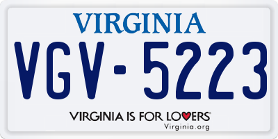 VA license plate VGV5223