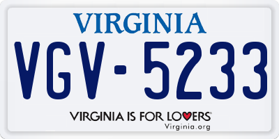 VA license plate VGV5233