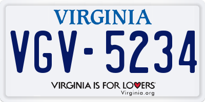 VA license plate VGV5234