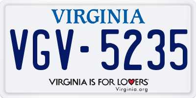 VA license plate VGV5235