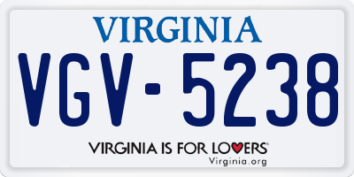 VA license plate VGV5238