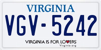 VA license plate VGV5242