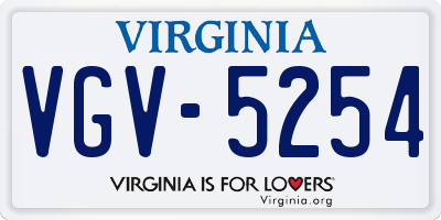 VA license plate VGV5254