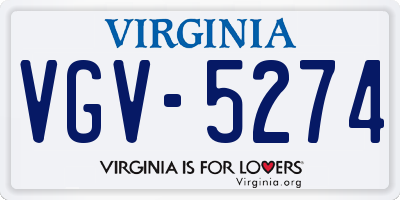 VA license plate VGV5274